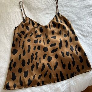 L’AGENCE Silky Leopard Tank Top